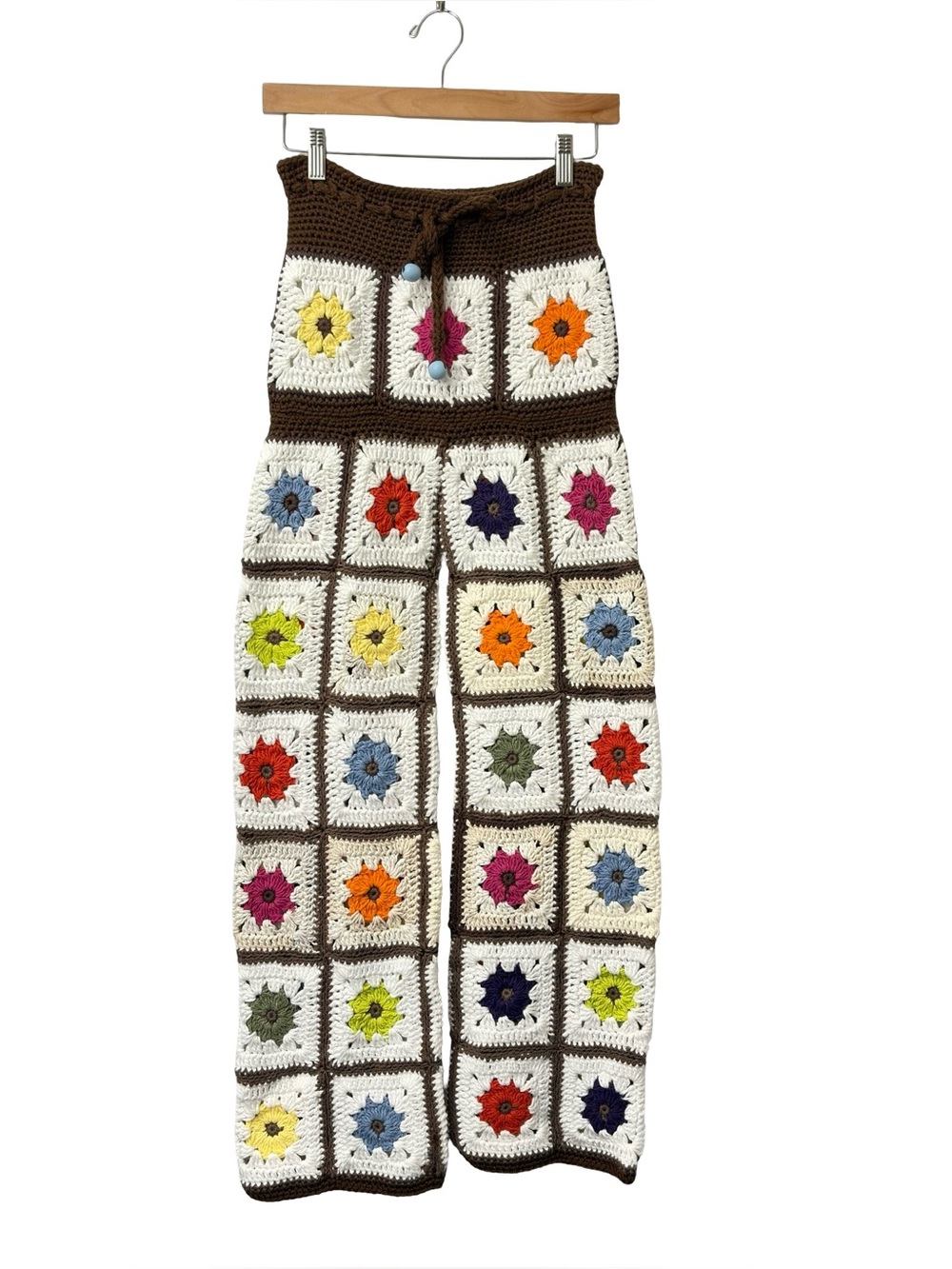 Crochet Patchwork Wide-Leg Pants - Multicolor